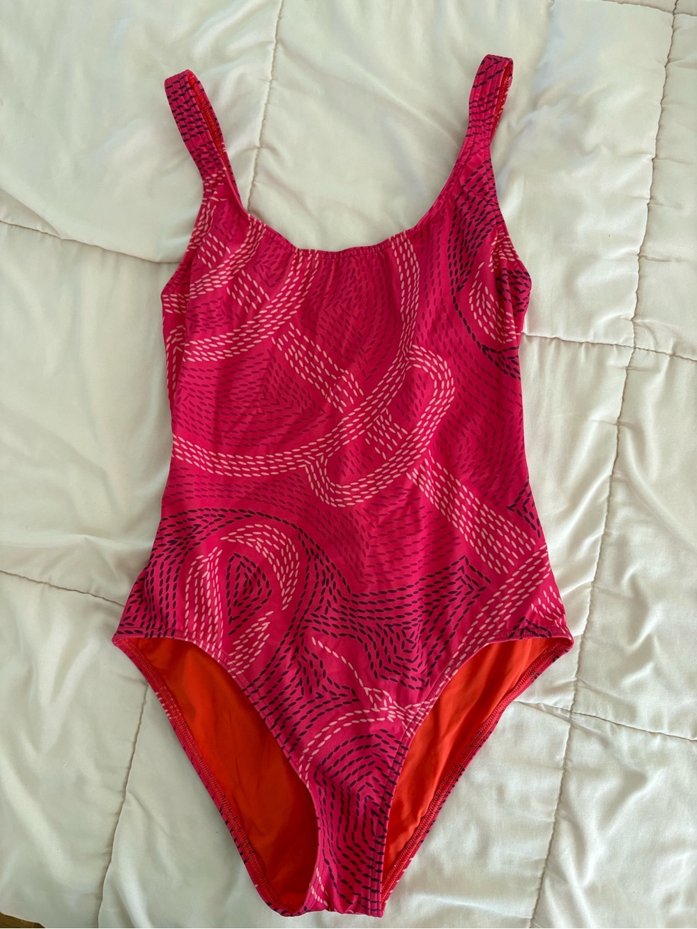 Hermes Bright Pink Patterned One-Piece Swimsuit size 38 used